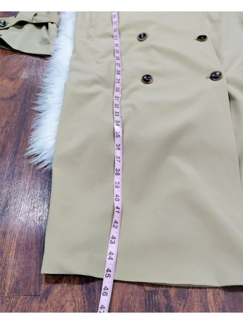Line and Dot Beige Double Breasted Lux Belted Long Trench Coat Women's Size S-M - Picture 3 of 16